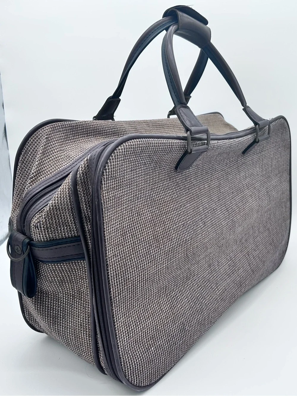 VINTAGE 1980s Leather-Trim Brown Travel Briefcase - Men